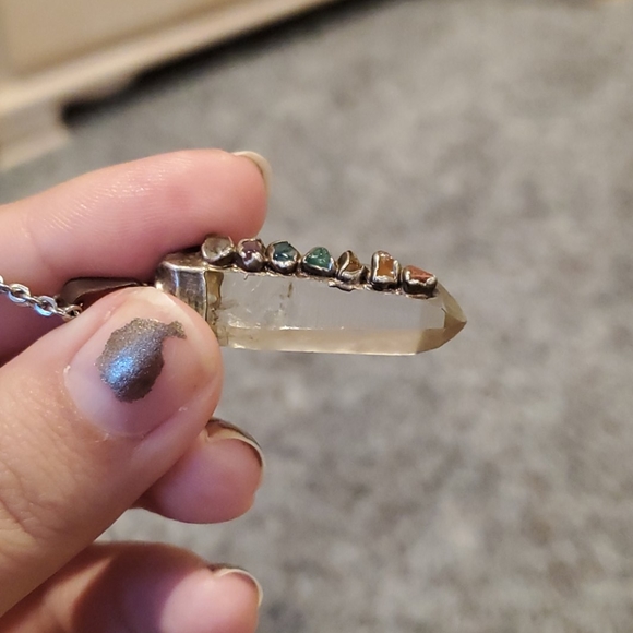 Quartz Crystal Point Chakra Necklace - Picture 3 of 5